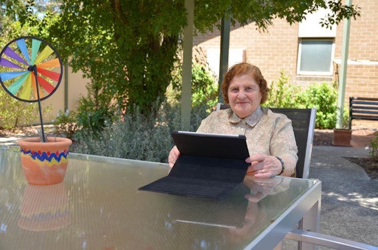 <p>The use of electronic tablet technology at a Victorian respite facility is helping client, Mary Bongailas, connect with her homeland and even strengthen her religious beliefs.</p>
