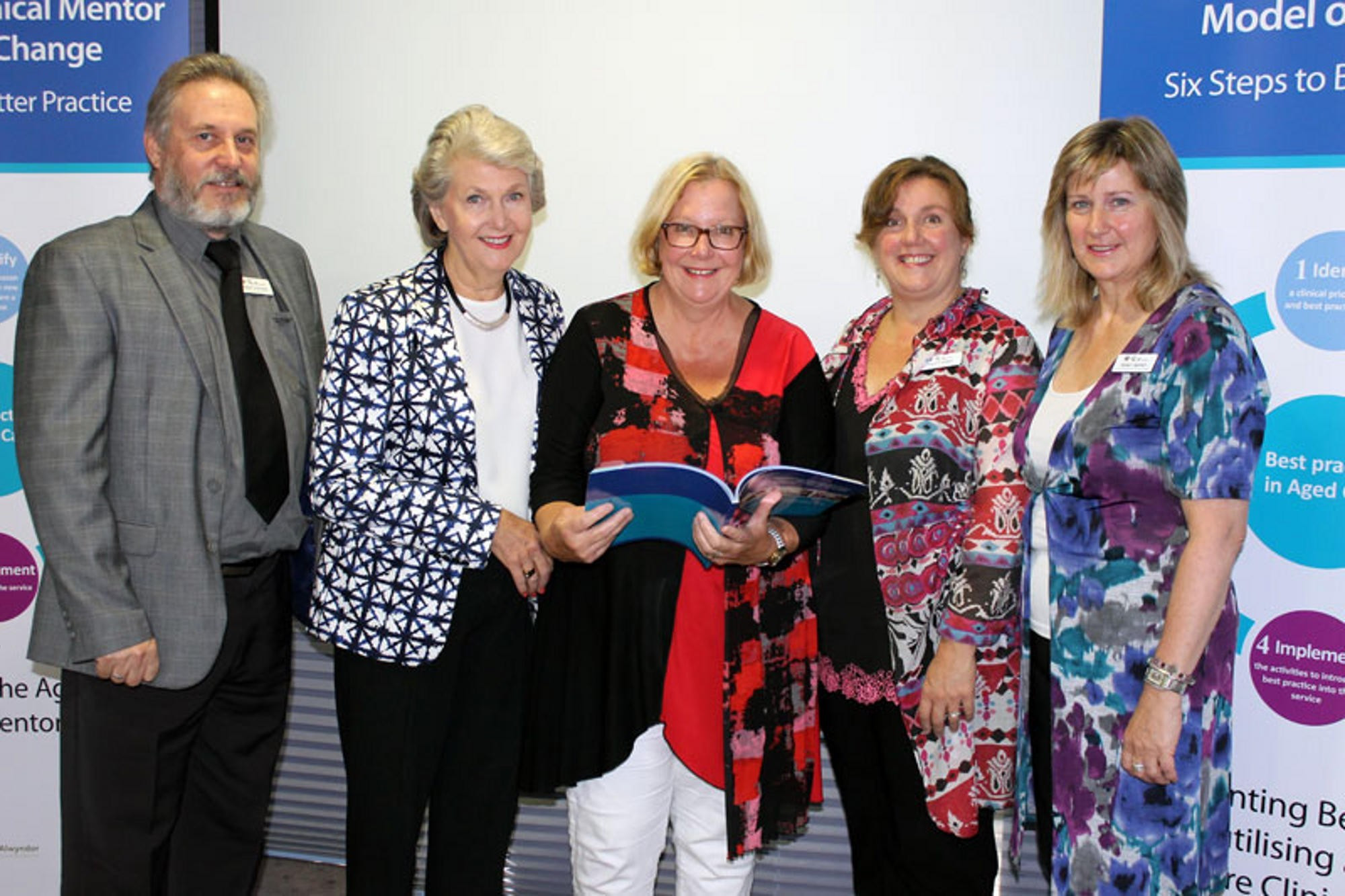 <p>Pictured left to right: Resthaven's Grant Edwards, Lee Sando, and Di Wickett at the launch of the Aged Care Clinical Mentor Model of Change: Six Steps to Better Practice resource.</p>

