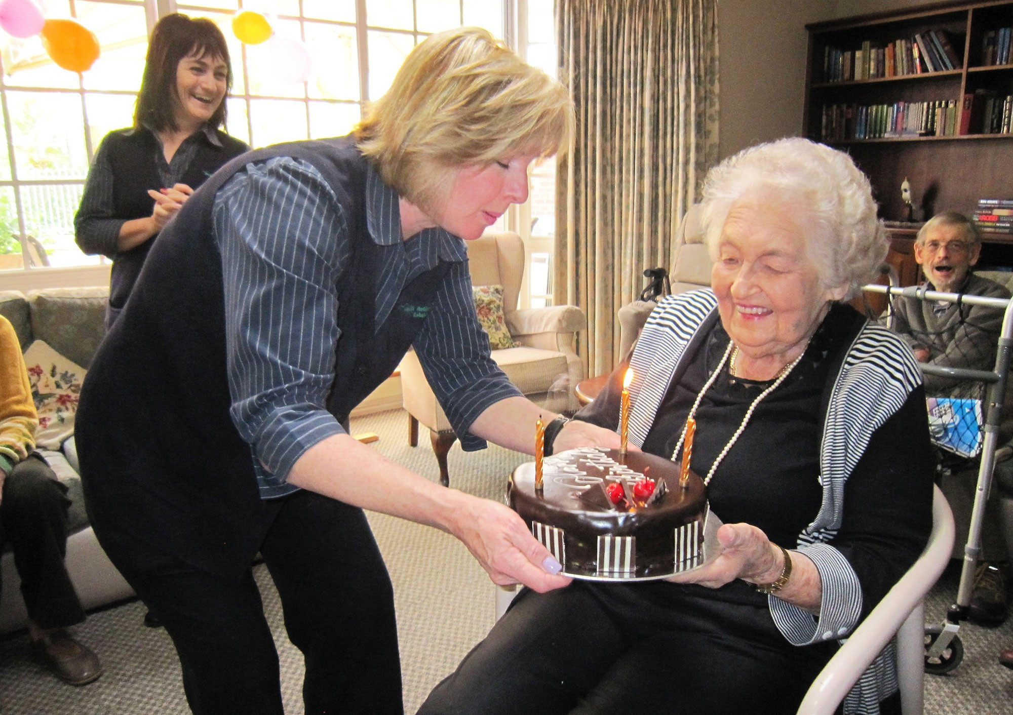 <p>Residents and staff helped Doris celebrate her birthday with a lovely afternoon tea on Thursday in the village community centre.</p>
