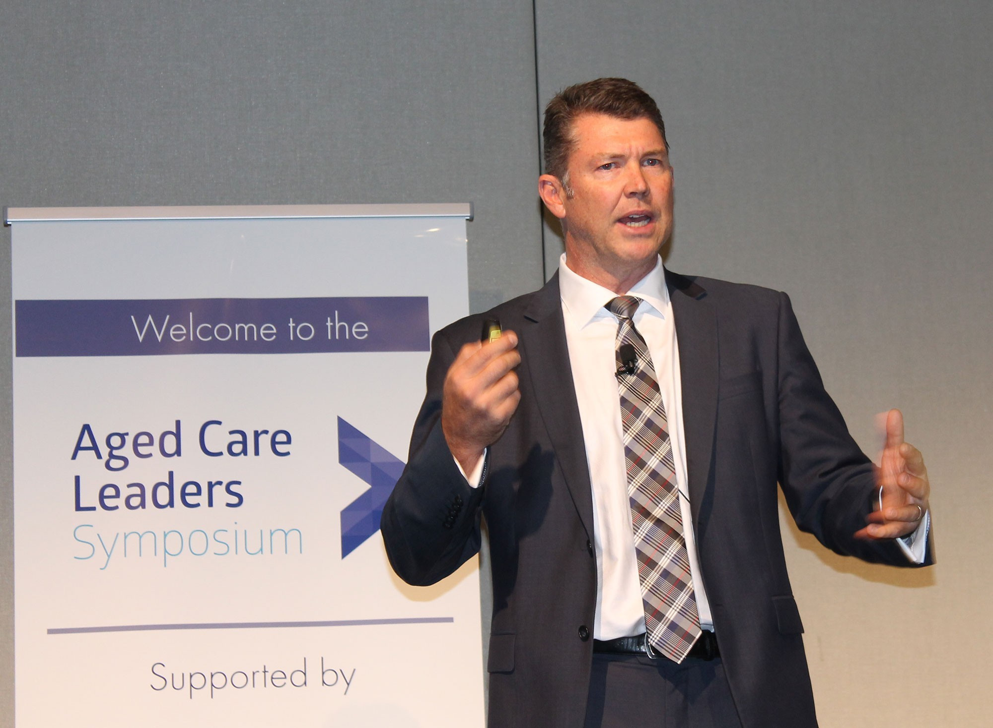 <p>CEO of Collingwood Football Club Gary Pert at the Aged Care Leaders Symposium in Melbourne last week.</p>
