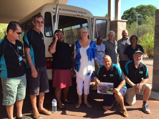 <p>Members of the Broome Men's shed at the presentation of their new bus. </p>
