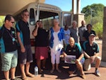 Members of the Broome Men&#39;s shed at the presentation of their new bus.