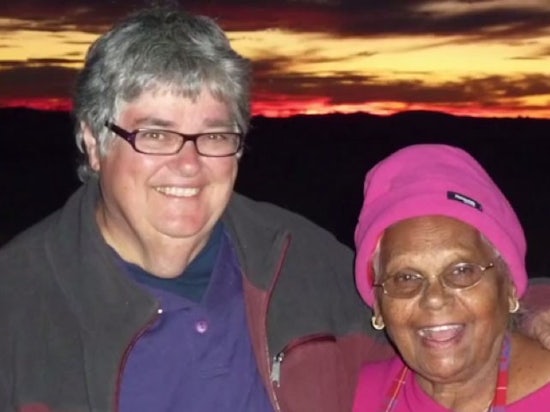 <p>Sofie with Aunty Martha Watts, Arabuna Elder, camping with Sofie on her mothers land at Finnis Springs near Kati Thanda (Lake Eyre) when the traditional name of the lake was recognised officially.</p>
