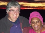 Sofie with Aunty Martha Watts, Arabuna Elder, camping with Sofie on her mothers land at Finnis Springs near Kati Thanda (Lake Eyre) when the traditional name of the lake was recognised officially.
