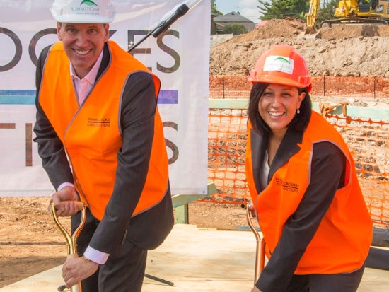 <p>SummitCare Director (Australia) Peter Wohl and SummitCare CEO Cynthia Payne at the Baulkham Hills soil turning ceremony</p>
