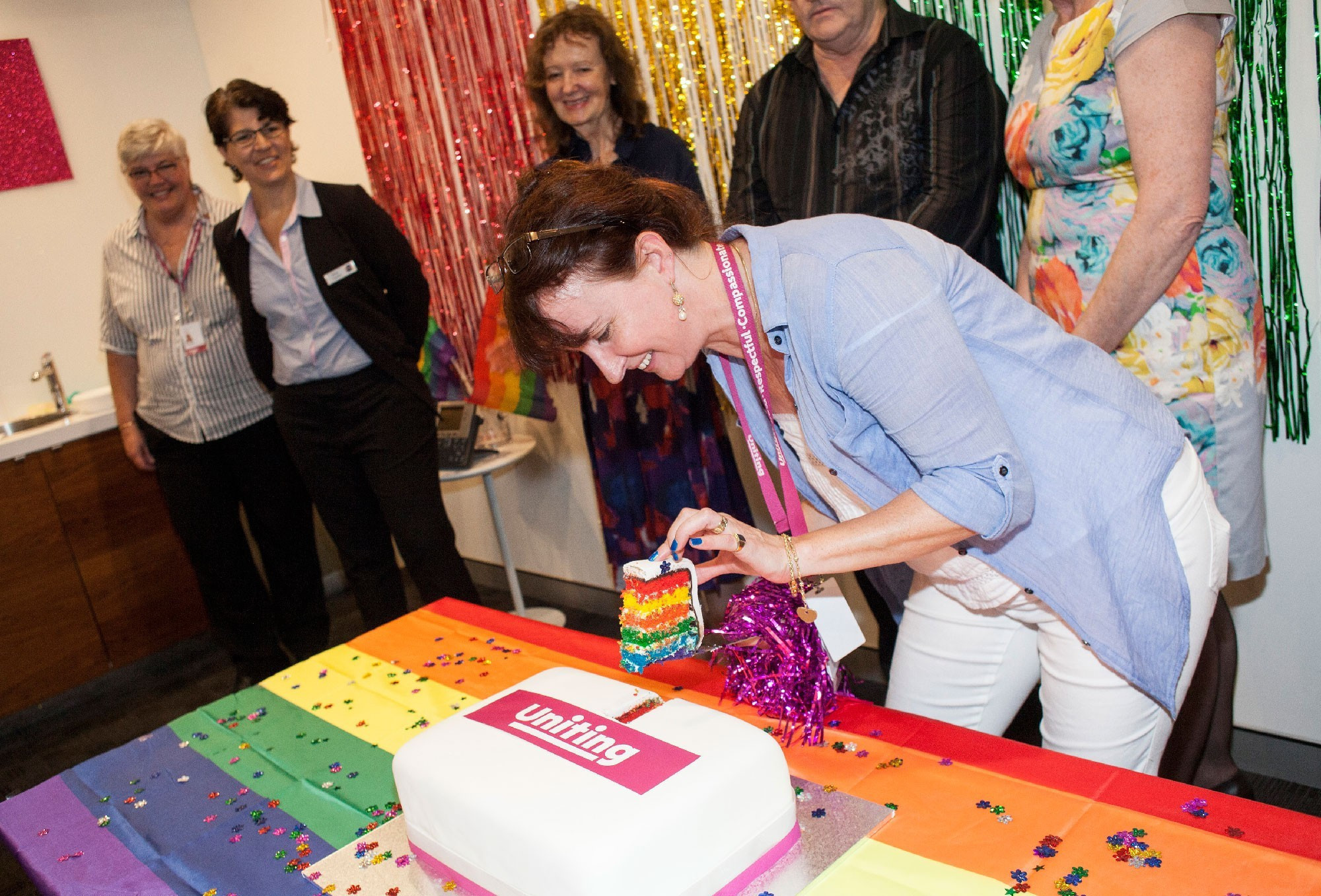 <p>Uniting services celebrating their Rainbow Tick accreditation. </p>
