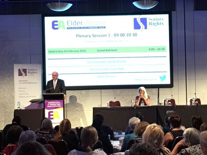 <p>Federal Attorney General George Brandis at the 4th National Elder Abuse Conference held in Melbourne last week</p>
