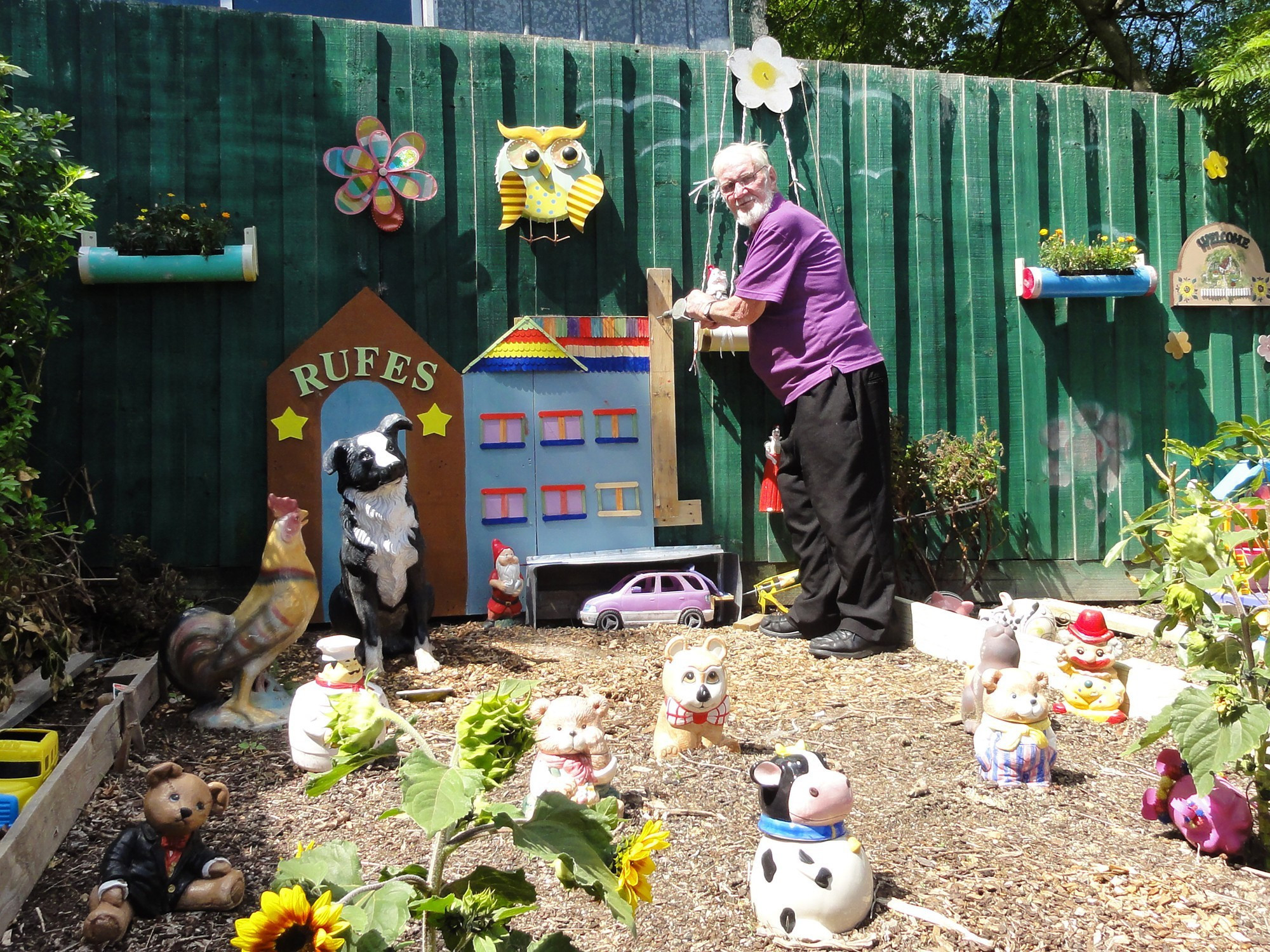 <p>Mr Hopkins regularly scours op-shops for bits and pieces to decorate his gardens</p>
