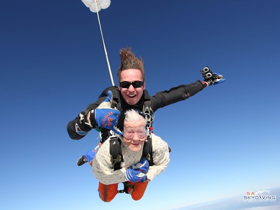 <p>Irene O’Shea celebrated her 100th birthday with a sky dive, raising funds for Motor Neurone Disease</p>
