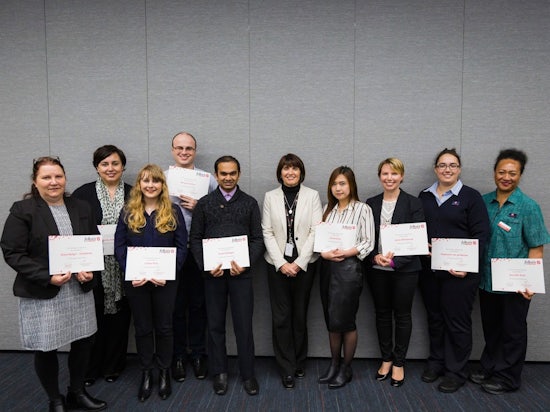 <p>Recipients of the Fellows Program scholarships with Aged Care Plus Chief Executive Officer, Sharon Callister.</p>
