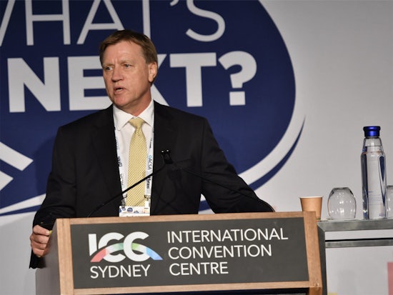 <p>Professor John Pollaers, Chairman of the Aged Care Workforce Strategy Taskforce speaking at the 2018 ACSA National Summit (Source: ACSA)</p>
