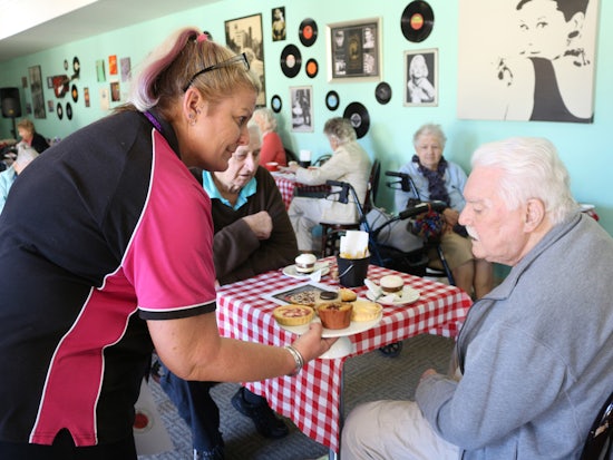 <p>Residents and visitors enjoy the atmosphere of the new Happy Days Cafe. (Source: Christadelphian Aged Care)</p>
