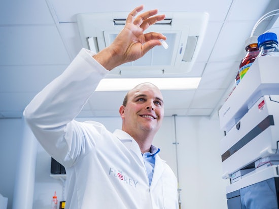 <p>Dr Blaine Roberts uses advanced mass spectrometry to measure brain proteins.</p>

