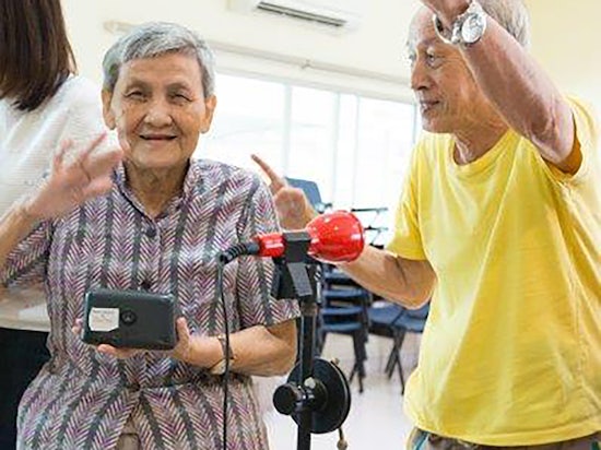 <p>Seniors at St John’s Home Making Music (Source: Fresh Hope Care)</p>
