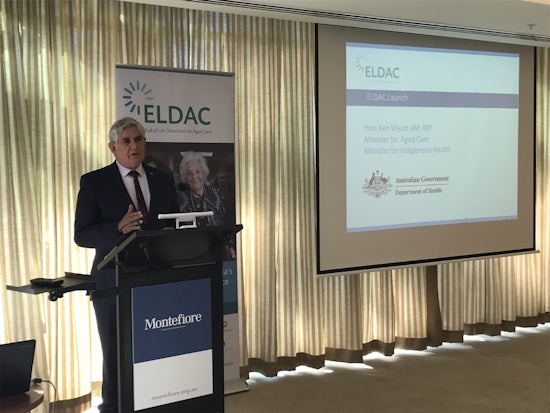 <p>Minister for Aged Care Ken Wyatt launching phase two of the ELDAC project in Sydney (Source: ELDAC)</p>
