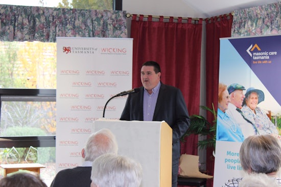<p>Chief Executive Officer of Masonic Care Tasmania Daniel Findley launches the Dementia Care Project at Freemason Homes in Lindisfarne last week (Source: Masonic Care Tasmania)</p>
