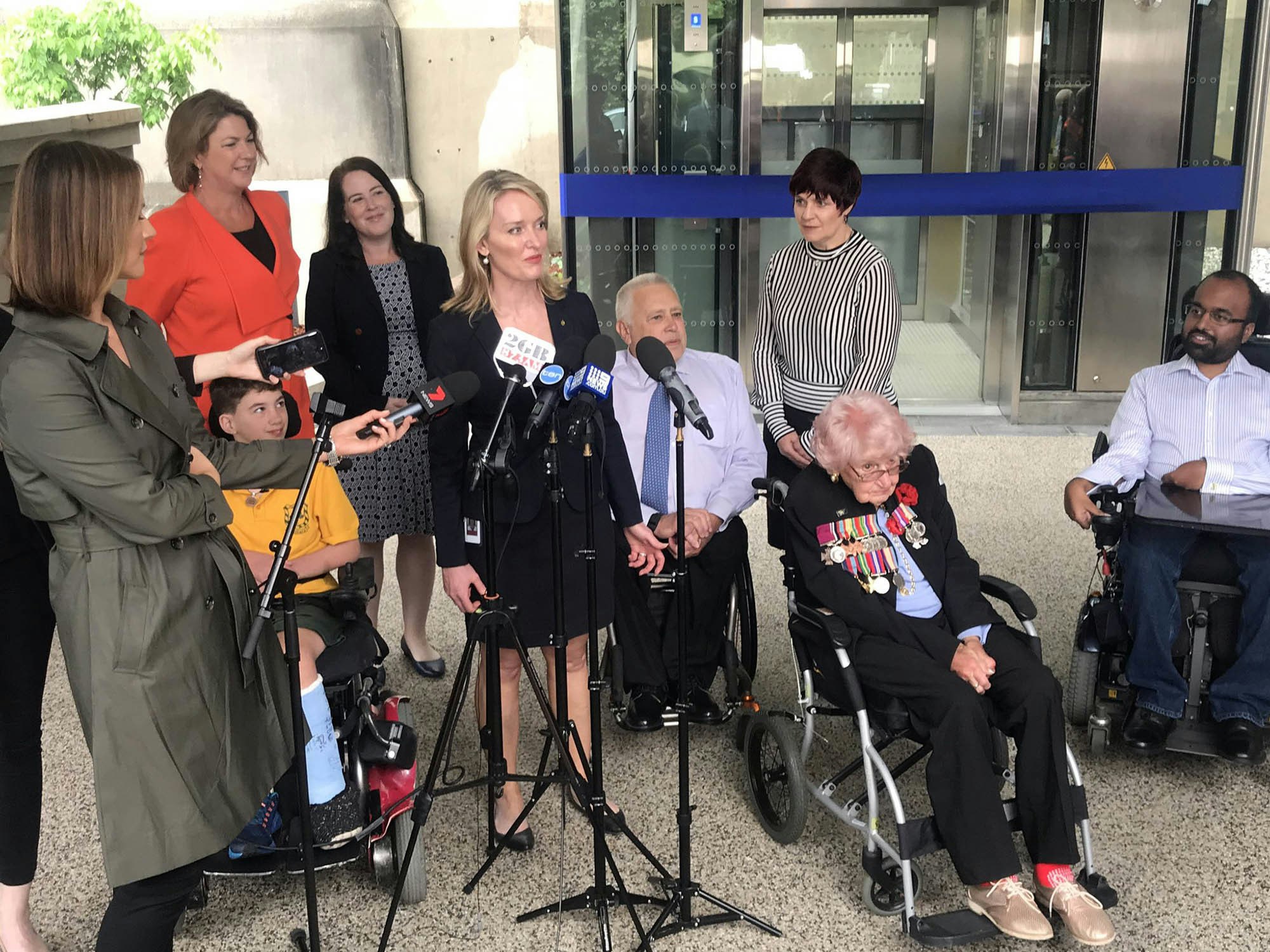People with disability, reduced mobility and families with prams attended the opening of the Sydney Harbour Bridge elevators last week [Source: Serena Ovens (Twitter)]
