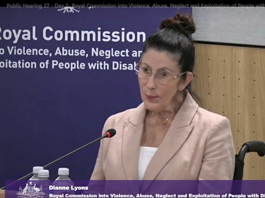 Dianne Lyons has muscular dystrophy and spoke of her experiences while in prison. [Source: Livestream]