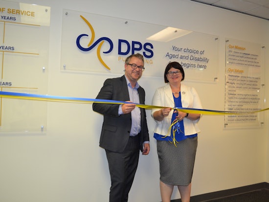 <p>DPS CEO Mark Ogden with SA Minister for Ageing Zoe Bettison at the official event (Source: DPS Publishing)</p>
