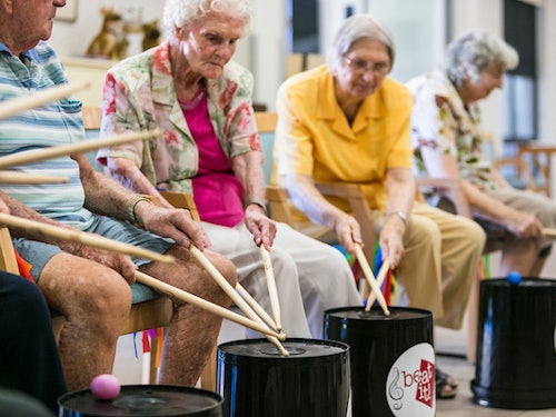 Link to Drumming workshops music to residents’ ears article
