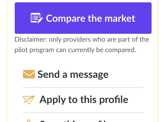 <p>The new ‘Compare the market’ button being used in the Marketplace trial (Source: DPS)</p>
