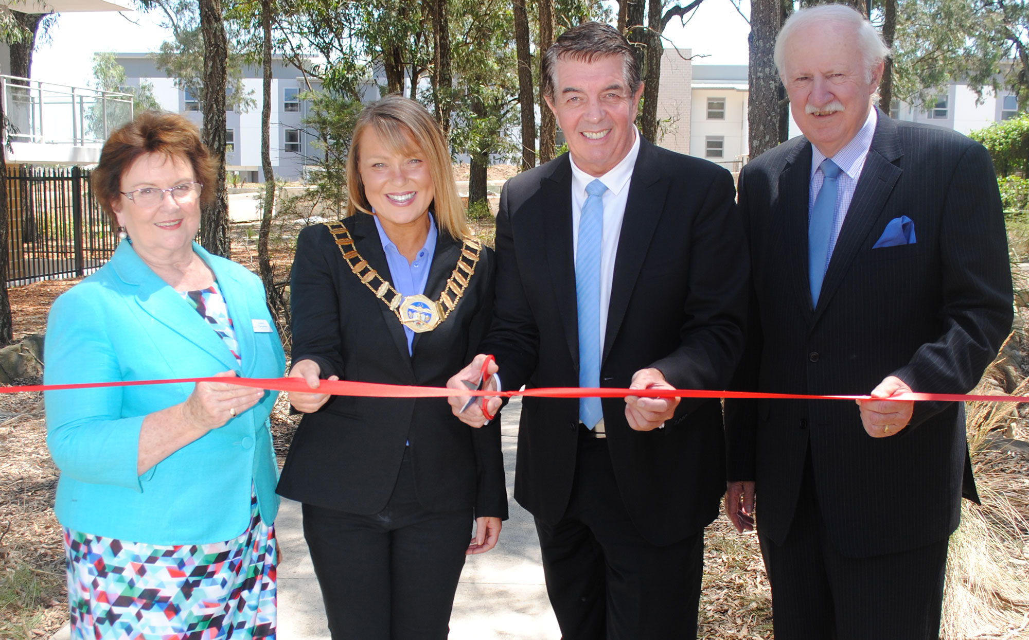 <p>(left to right): Ms Judith Carpenter (incoming BaptistCare Chairperson); Hills Shire Mayor Yvonne Keane; Ray Williams MP; Dr Graham Henderson (out-going BaptistCare Chairperson).</p>
