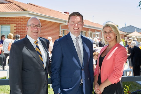 <p>Lifeview CEO Madeline Gall, Tim Richardson MP Member for Mordialloc and Peter Reilly, Director Lifeview</p>
