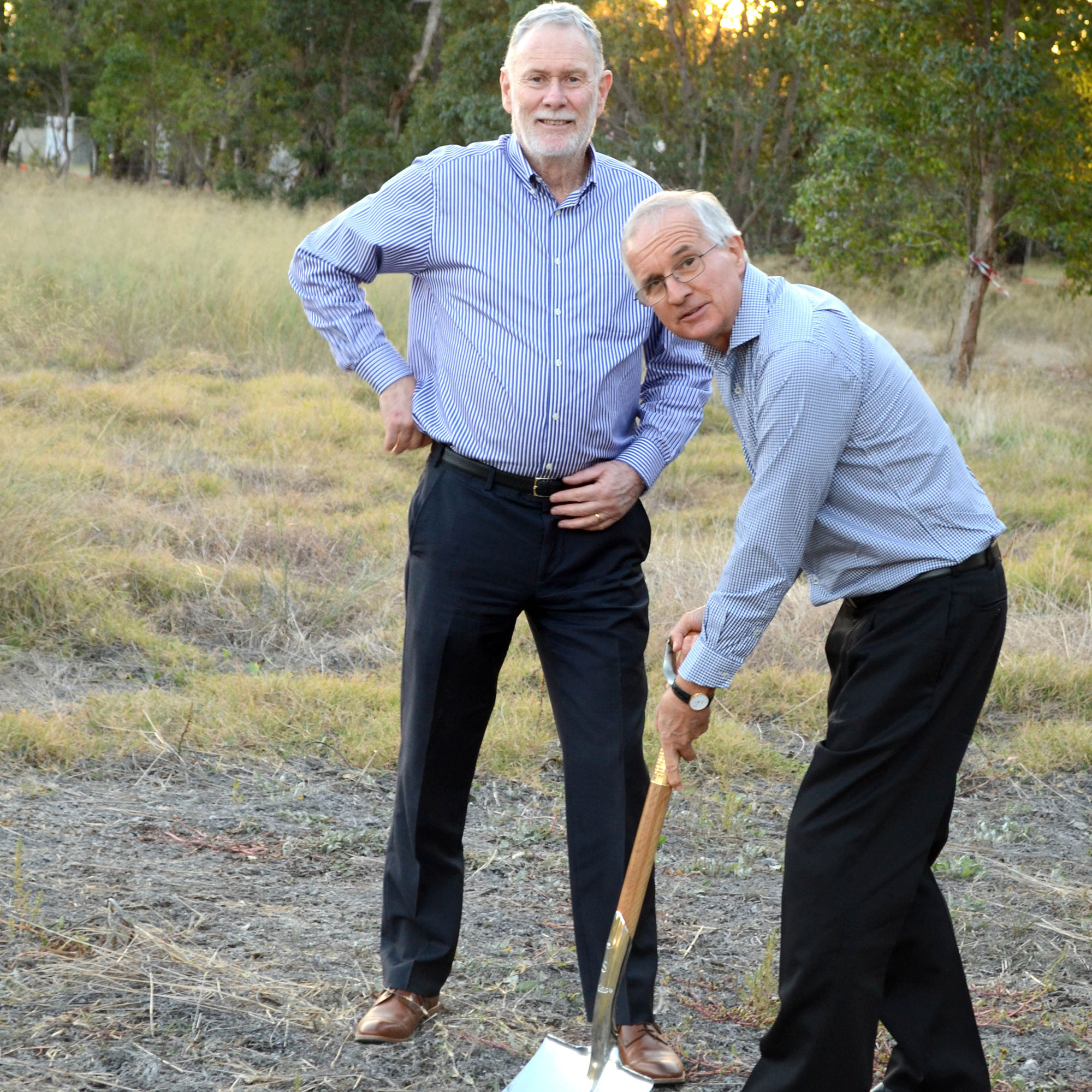 <p>Juniper Chief Executive Vaughan Harding (left) with Board Chair Fred Boshart turn the sod at the facility site in Martin</p>

