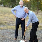 Juniper Chief Executive Vaughan Harding (left) with Board Chair Fred Boshart turn the sod at the facility site in Martin