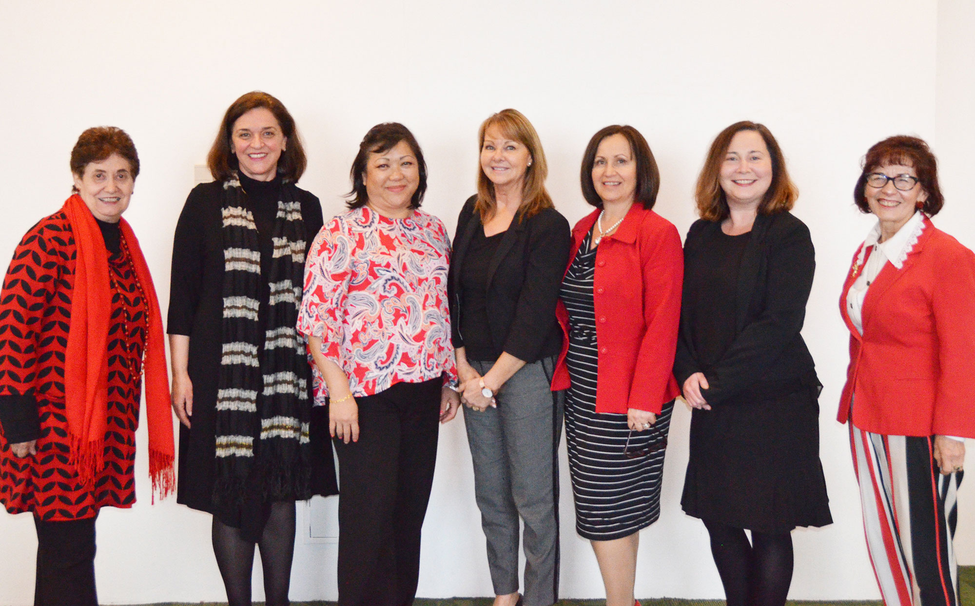 <p>L–R: Rosa Colanero, Ljubica Petrov, Maria Johns, Vivienne McDonald, Cecilia Milani, Anna Smith and Mary Gurgone. </p>
