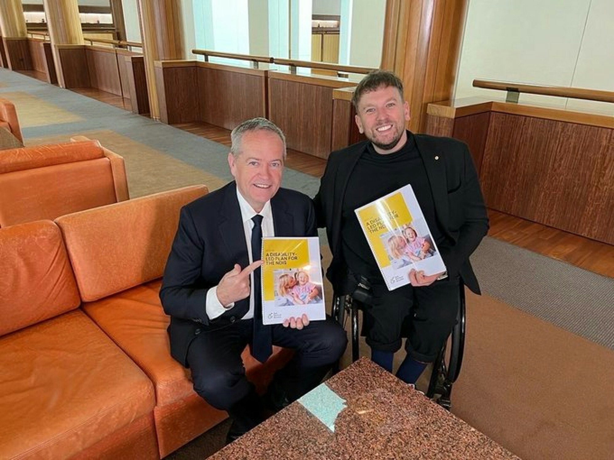 <p>NDIS Minister Bill Shorten (left) and Australian of the Year Dylan Alcott (right). [Source: Twitter]</p>
