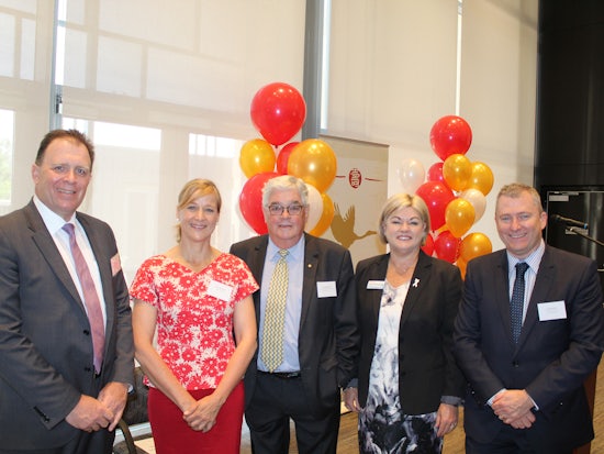 <p>Life Care CEO Allen Candy, City of Charles Sturt Mayor Angela Evans, AA&WS & Southern Cross Care Chair Brendan Bowler, Eldercare CEO Jane Pickering, Southern Cross Care CEO David Moran (Source: AA&WS)</p>
