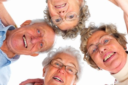 <p>Elderly people smiling at camera</p>
