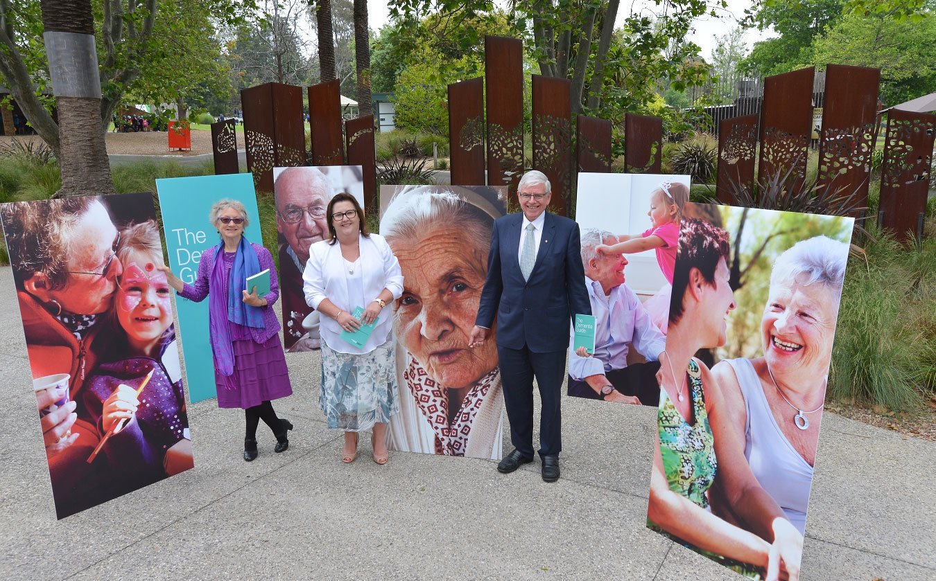 <p>Delia Bradshaw, family carer; Leanne Wenig, Acting CEO Alzheimer’s Australia Vic; Assoc Prof Michael Woodward, Chief Medical Advisor Alzheimer’s Australia Vic  (Photo: Darren James)</p>
