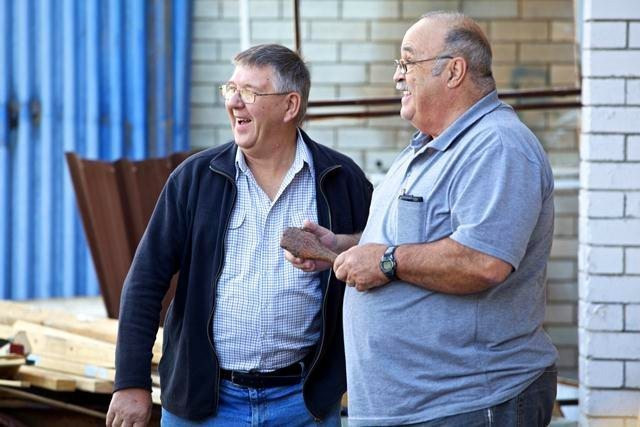 <p>Two Mate to Mate program participants have a laugh.</p>
