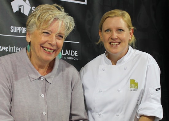 <p>Adelaide food identity, Maggie Beer, with ACH Group aged care chef, Katie Otto.</p>

