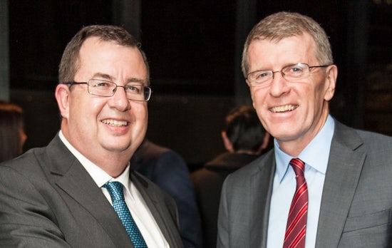 <p>Opal Aged Care managing director, Gary Barnier (left), with Alzheimer's Australia NSW chief executive, John Watkins.</p>
