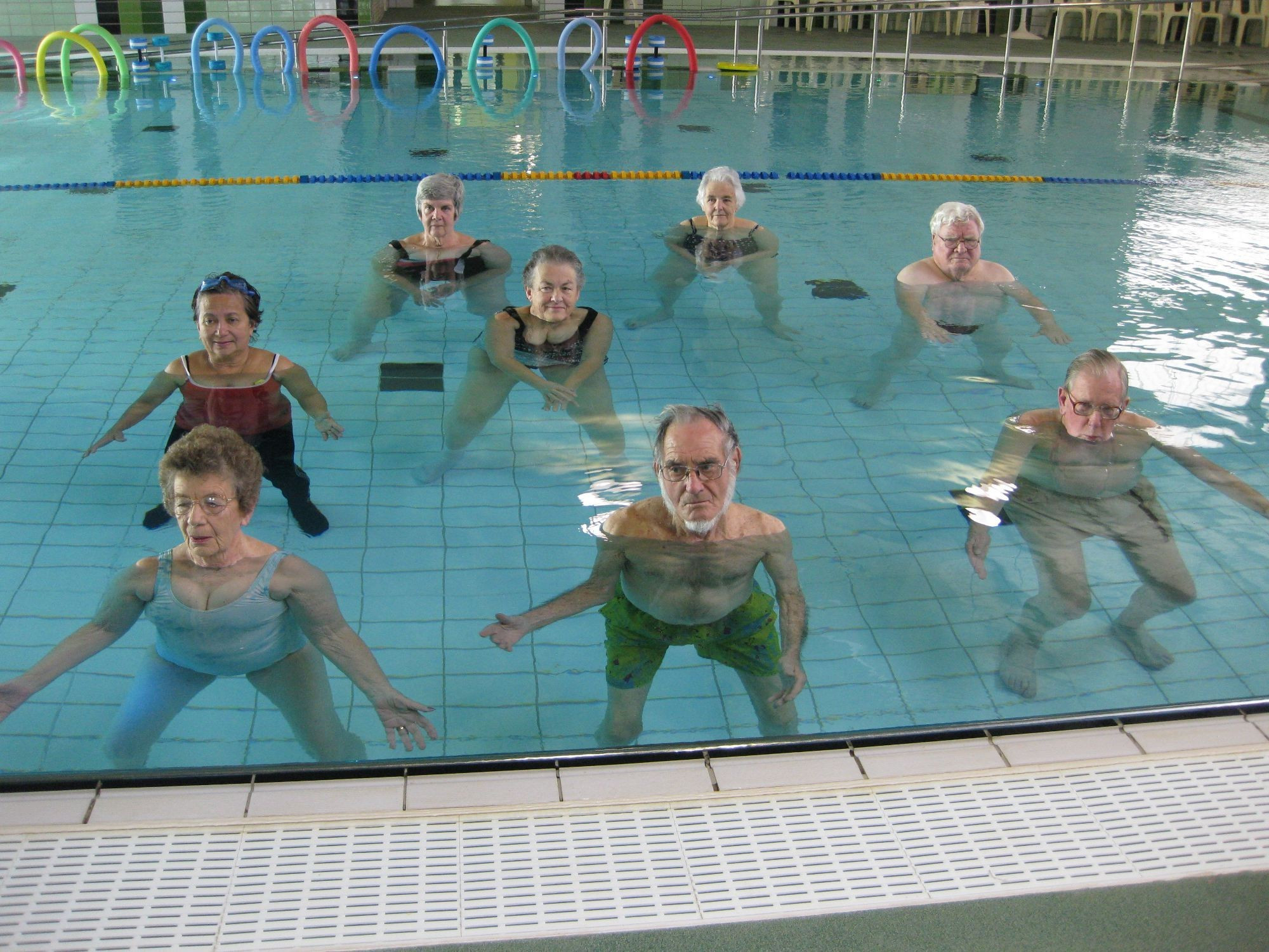 <p>Villa Maria’s Ai Chi exercise classes are providing great health benefits to participants, including Eunice Walker (back right), Pat Little (front left) and Noel Neubecker (front right).</p>
