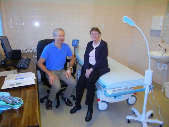 <p>Dr David Bilbrough at Salem Northridge's GP clinic with resident, Lisabeth Willadsen.</p>
