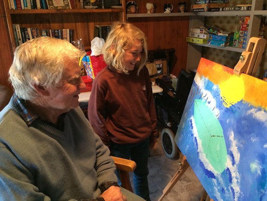 <p>ACH Group customer, John Butters, and 10 year old, Ashley Pincott, have bonded over their love for surfing and painting.</p>
