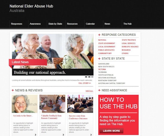 <p>A screen snapshot of the National Elder Abuse Prevention HUB website, which aims to contribute to the development of a national approach to elder abuse prevention.</p>
