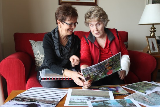 <p>Jenny Potter (left) and Rita McKechnie are keeping the spirit of their husbands, who lived with dementia, alive by sharing the talents of the men in a photography exhibition in their memory.</p>
