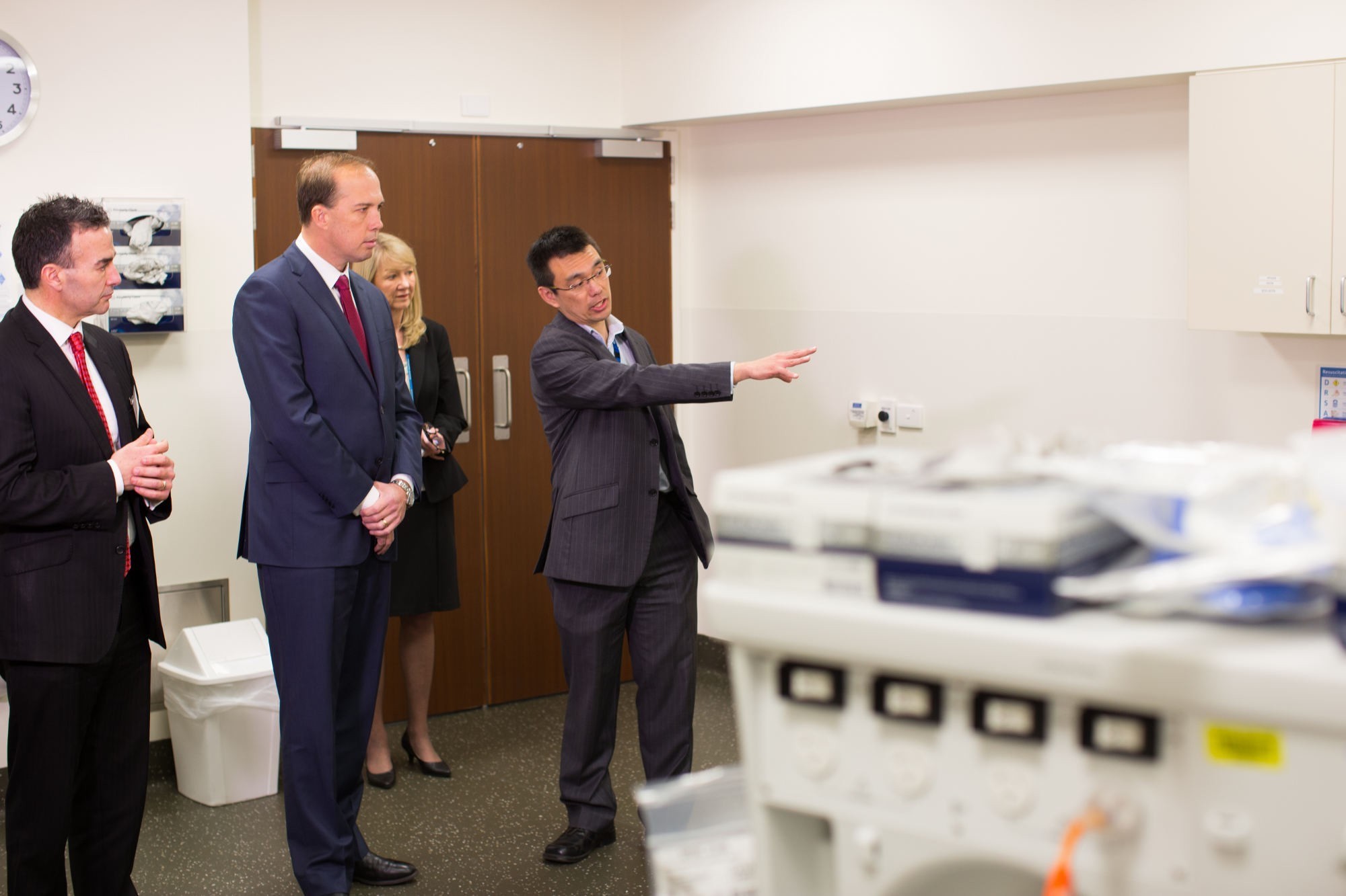 <p>Federal Minister for Health, Peter Dutton, being shown Epworth’s new centre in Camberwell, Victoria, by director of psychiatry, Dr Graham Wong.</p>
