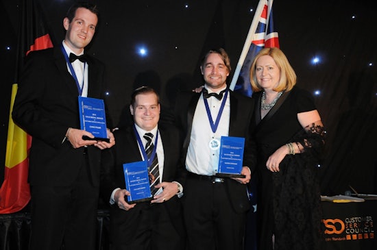 <p>Rising Star 30 under 30 winner Bethanie's Gold medallist, Chris Frame (left), with runners up and Lord Mayor, Lisa Scaffidi.</p>
