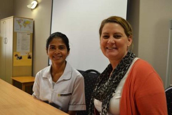 <p>Priya Varghese (left), a nursing student from India, is undertaking a one year conversion program with Curtin University who partners with residential care facility Juniper Annesley.</p>
