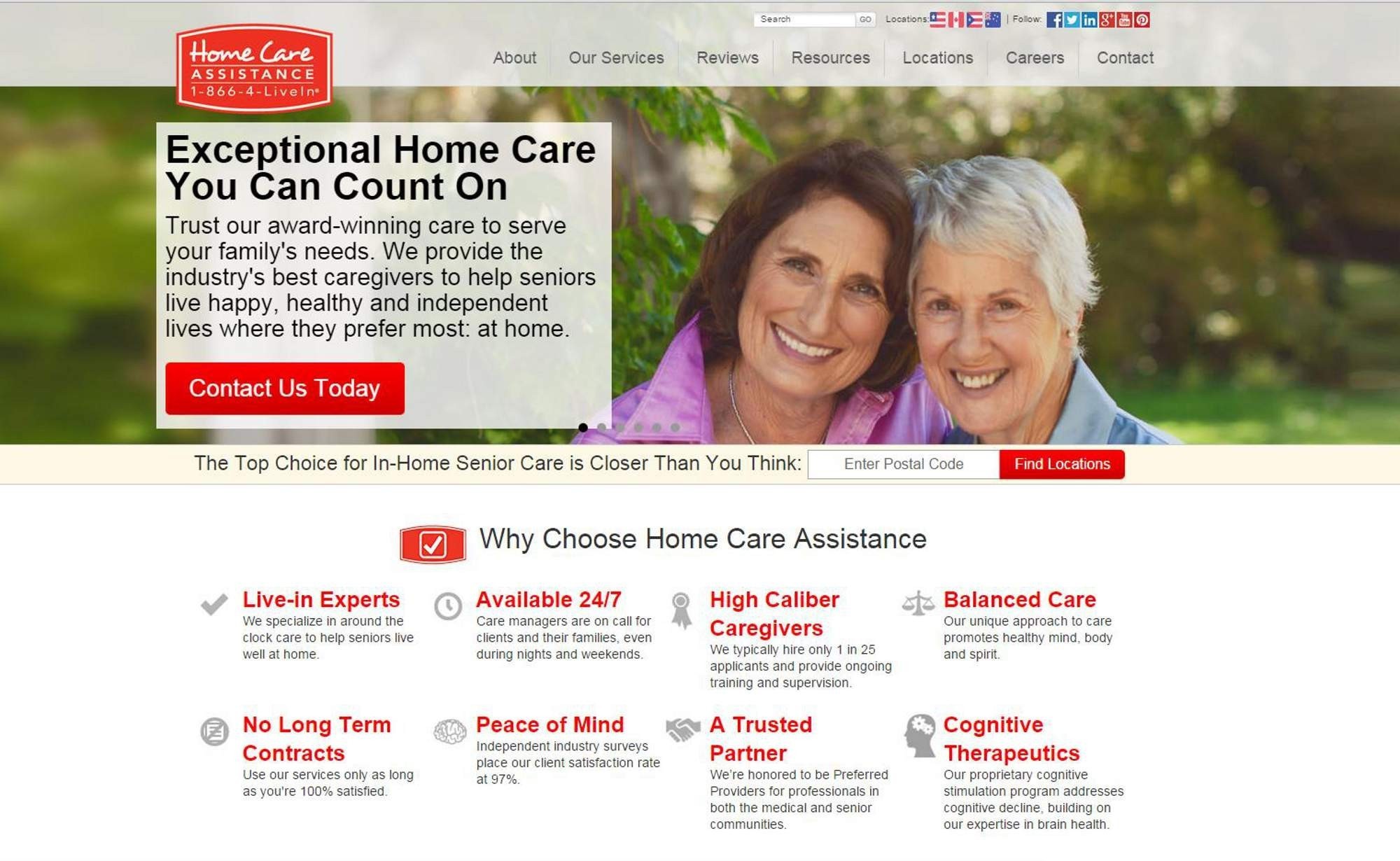 <p>Screenshot of the website of North America's Home Care Assistance, which will soon expand to Queensland and New South Wales.</p>
