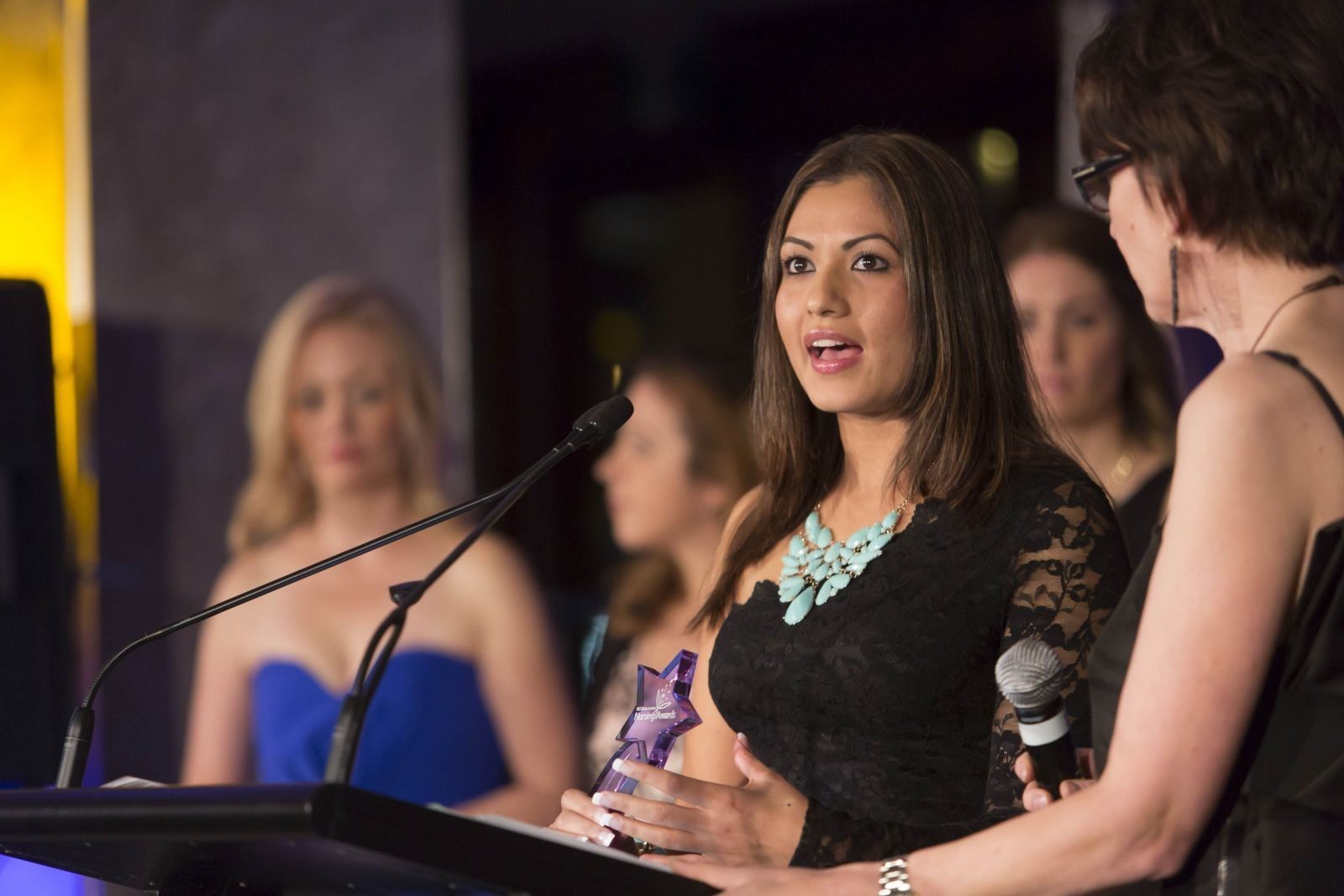 <p>Zoe Sabri, from Victoria, accepted the HESTA Outstanding Graduate Award last year for her work assisting the elderly to live longer in their homes.</p>
