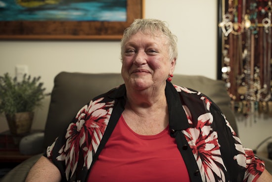 <p>Gold Coast resident and Feros Care client Pamela Hanley has been trialling Google Assistant in her home. (Source: Feros Care) </p>
