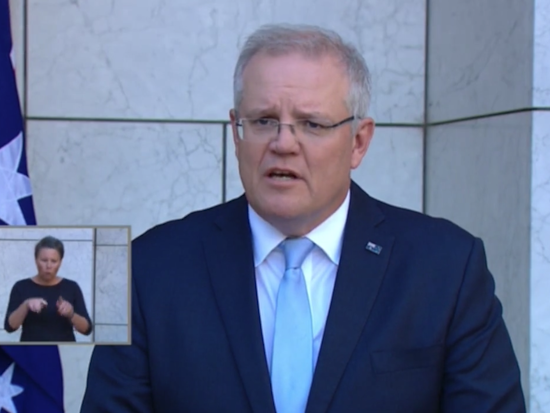 <p>PM Morrison stated that the National Cabinet is concerned about the isolation of older people in some nursing homes. [Source: Live Video from Scott Morrison social media]</p>
