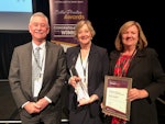 Resthaven Chief Executive Officer Richard Hearn with Sue McKechnie and Lynn Openshaw at the awards presentation in Sydney (Source: Resthaven)